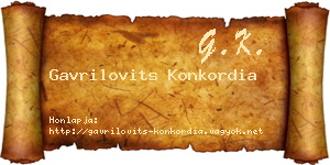 Gavrilovits Konkordia névjegykártya